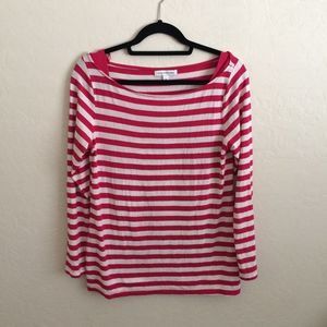 Banana Republic Pink and White Striped Top M